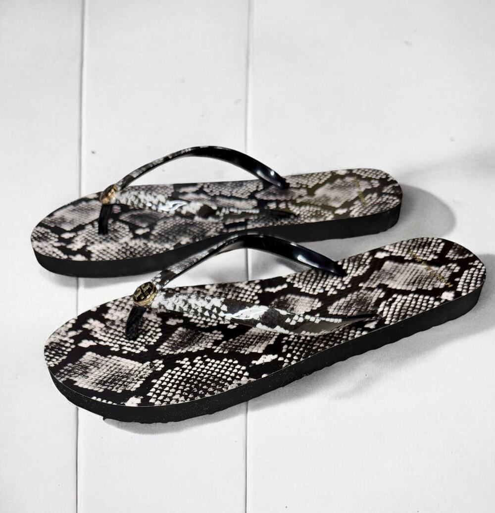 Tory Burch Snakeskin Print Thin Flip Flop Sandal Size 8